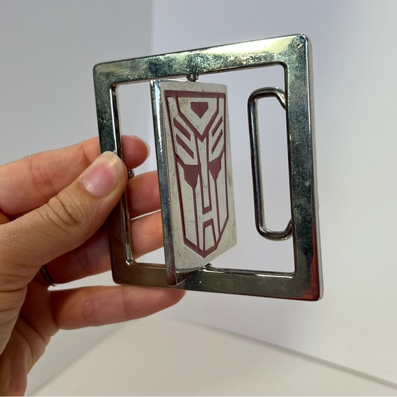 Transformers Belt Buckle Silver Metal & Red Flip Reversible Autobots - Picture 5 of 8